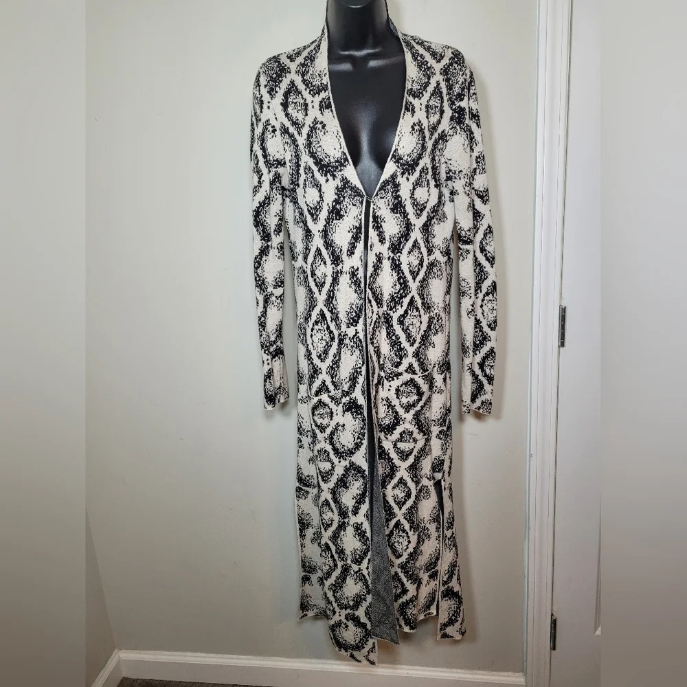 For Thee Abstract Long Line 100% Cotton Cardigan sz M